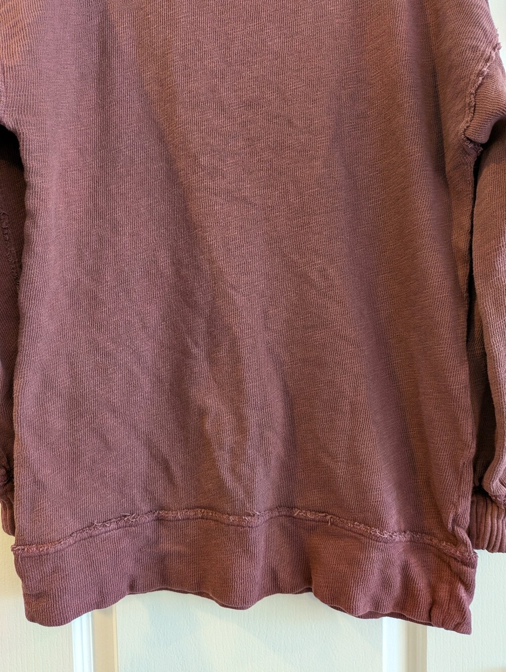 Anthropologie Pilcro Oversized Sweatshirt Red Burgundy Bohemian Distressed Sz S - Picture 6 of 16